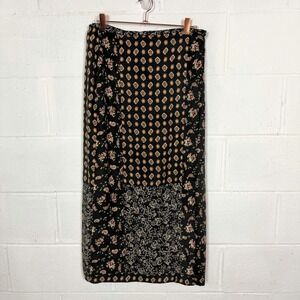 VTG Laura Ashley Maxi Wrap Skirt 100% Silk Lined Mixed Prints Whimsy Romantic 8